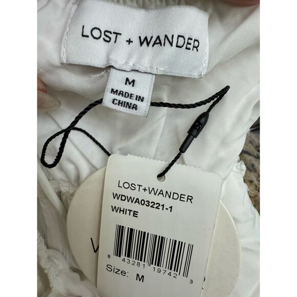 Lost + Wander medium eyelet halter white dress open back NWT lined 100% cotton - Picture 4 of 5
